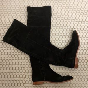 Loeffler Randall Over Knee black flat suede boots